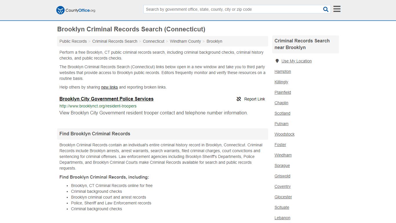 Criminal Records Search - Brooklyn, CT (Arrests, Jails & Most Wanted ...